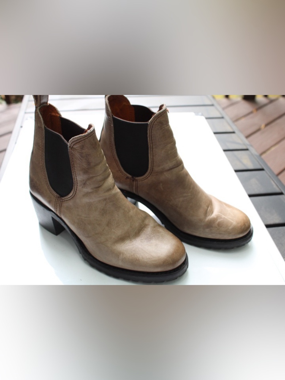 Frye Sabrina Stone Chelsea ankle boots